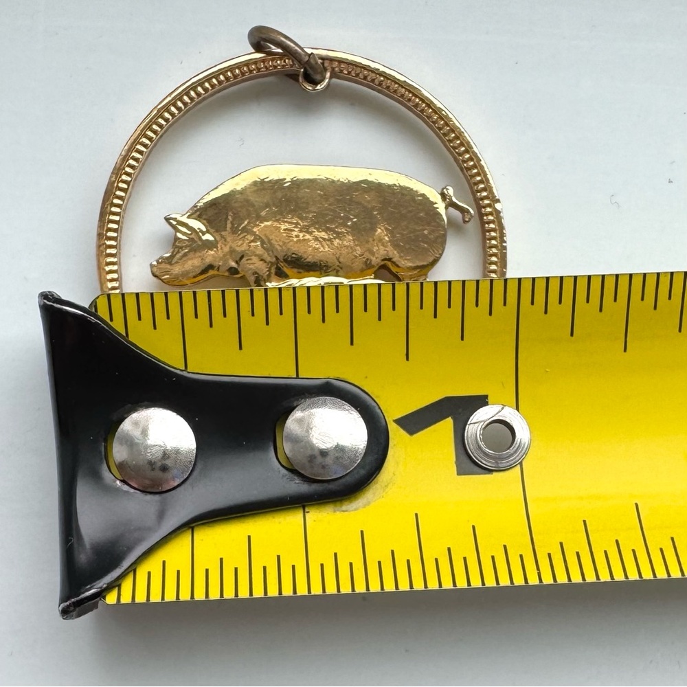 Vintage Irish Half Penny Coin Pendant Cut Coin Jewelry Pig & Piglets Ireland - Picture 7 of 10